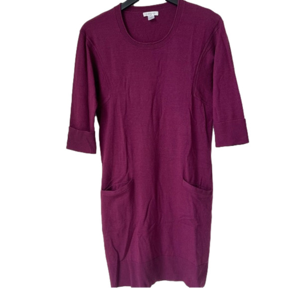 Garnet Gill Magenta Marino Wool Knit Dress - Picture 1 of 10